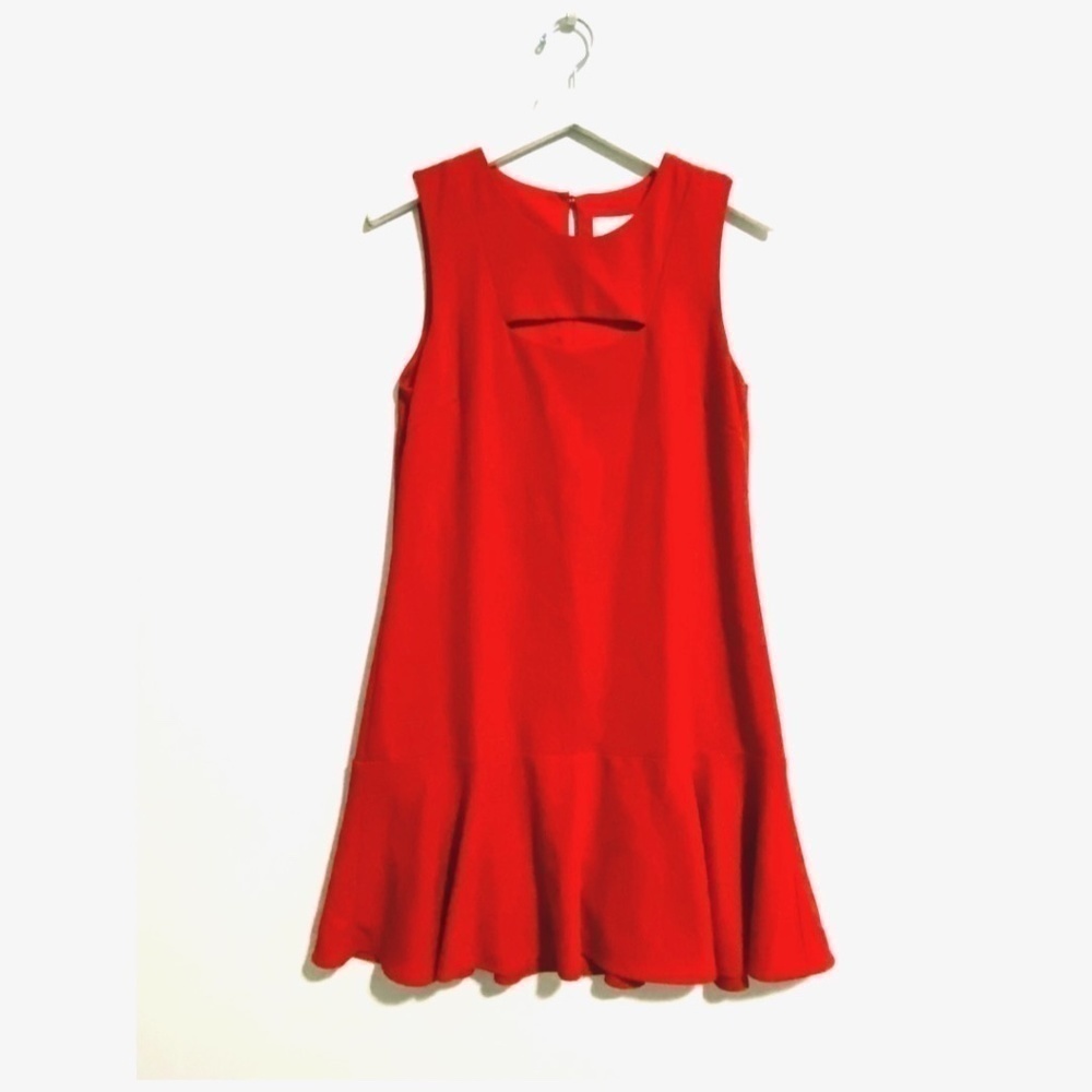 Greylin red orange peakboo cutout mini dress, size S